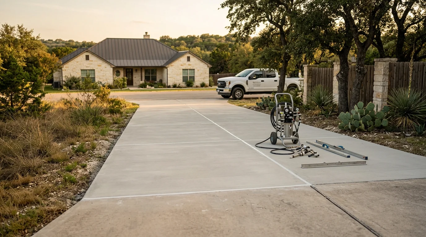 Concrete repair and lifting work on a residential driveway